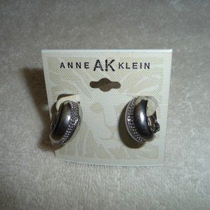 Rare Anne Klein Chunky Hoop Statement Earrings Clip-on, Silver